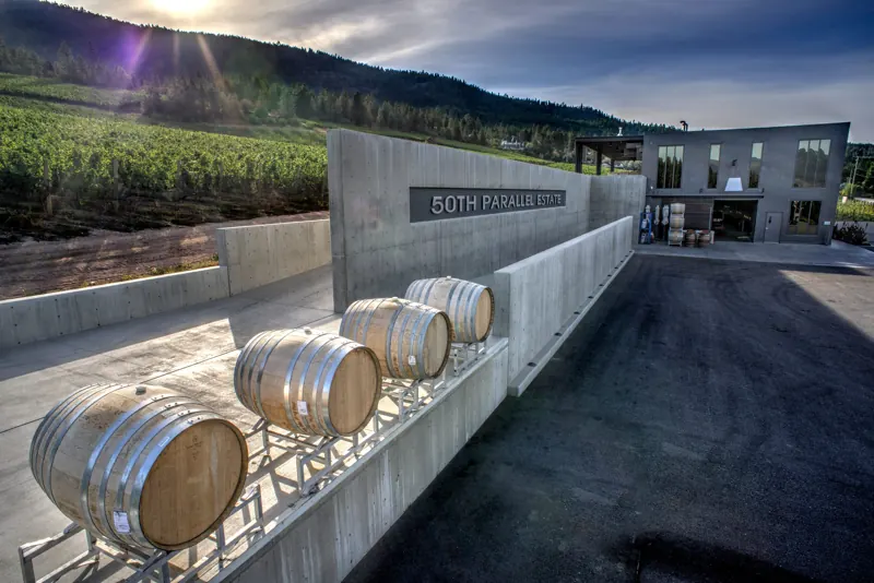 Barrels at the winery entrance